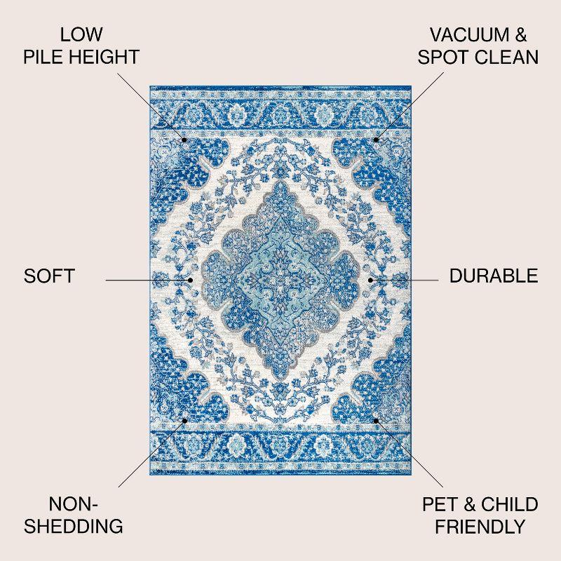 JONATHAN Y Bohemian FLAIR Boho Vintage Medallion Cream/Blue 4 ft. x 6 ft. Area Rug