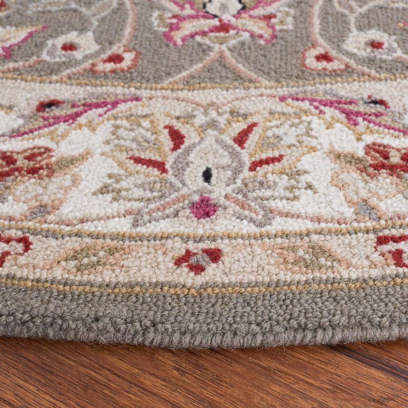 Ivory Elegance 3' Round Hand-Knotted Wool Area Rug