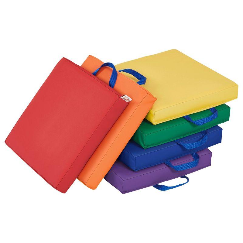 Assorted Color Soft Foam Square Floor Cushions with Handles, 6-Piece Set