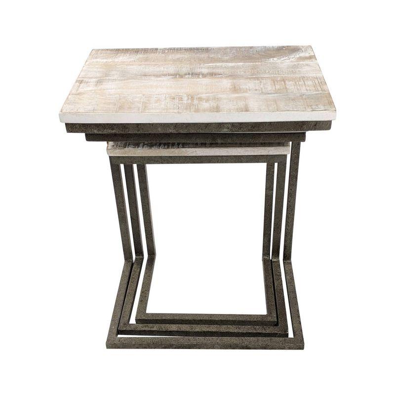 Carolina Living Addison Nesting Table Set Natural Driftwood/Aged Iron: 3-Piece, Solid Mango, Metal Frame, No Assembly Required