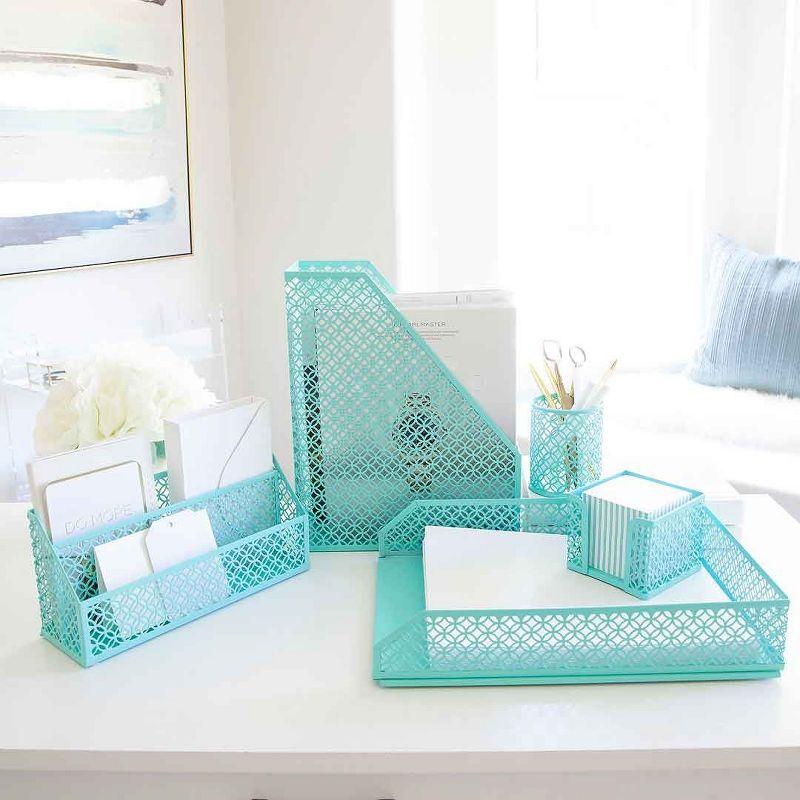 Blu Monaco Aqua 6 Piece Cute Desk Organizer Set - Desk Organizers and Accessories for Women - Cute Office Desk Accessories - Desktop Organization