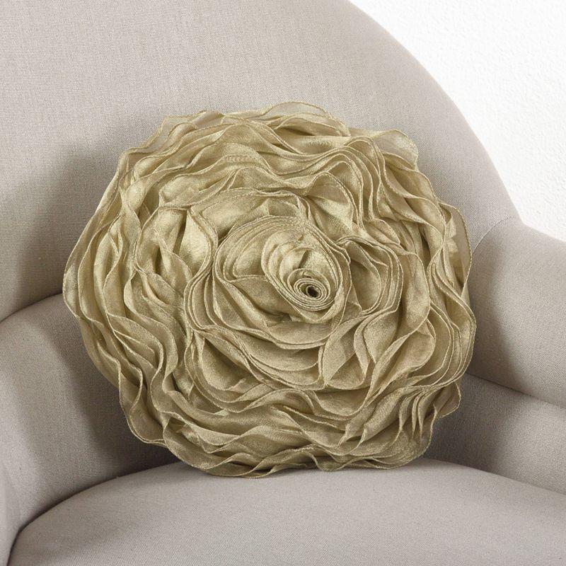 13"x13" Rose Design Poly Filled Square Throw Pillow - Saro Lifestyle