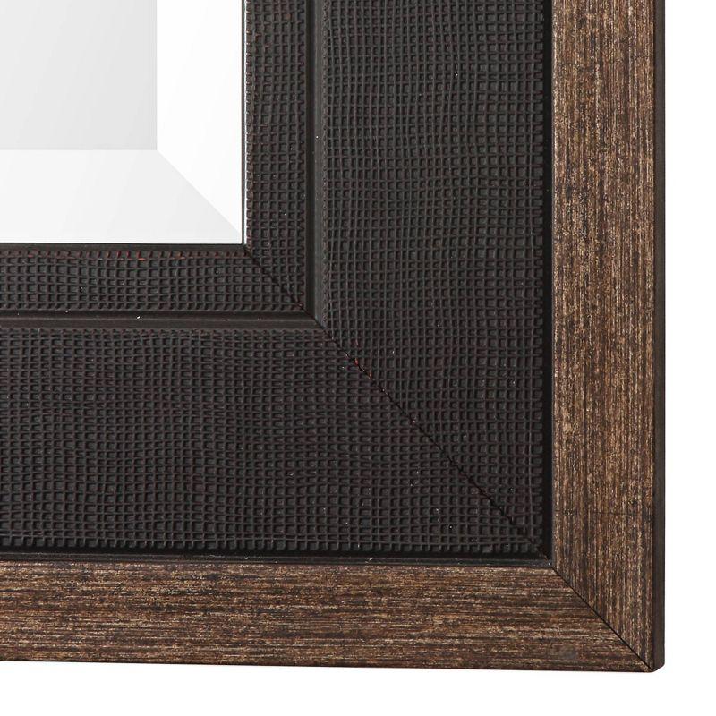 Uttermost Rectangular Vanity Accent Wall Mirror Rustic Beveled Black Aged Bronze Wood Frame 30" Wide for Bathroom Bedroom Home