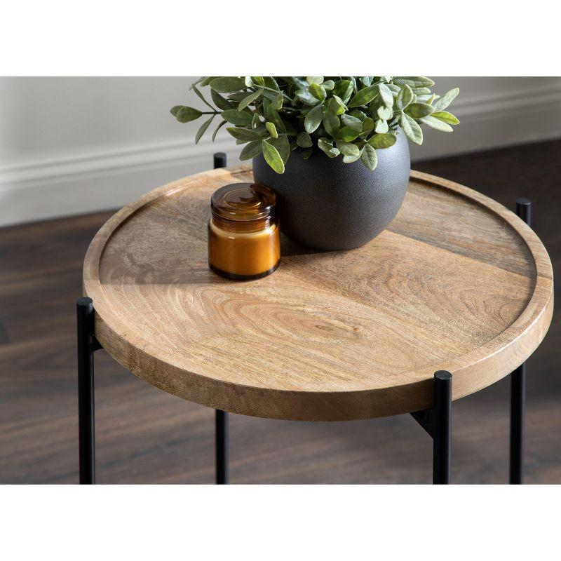 Kate and Laurel Vale Round Metal Side Table, 16x16x25, Natural and Black