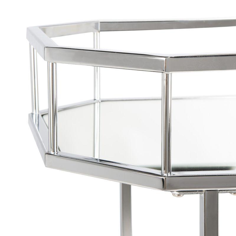 Silva 2 Tier Octagon Bar Cart - BCT8004B - Chrome/Mirror - Safavieh