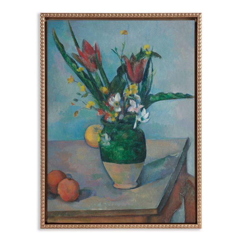 Kate & Laurel All Things Decor 18"x24" Sylvie Beaded The Vase of Tulips c. 1890 Framed Canvas by The Art Institute of Chicago Gold