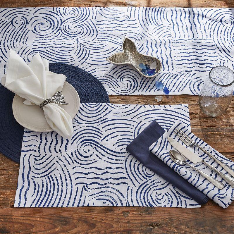 Stamped Shore Blue and White Cotton Placemats Set