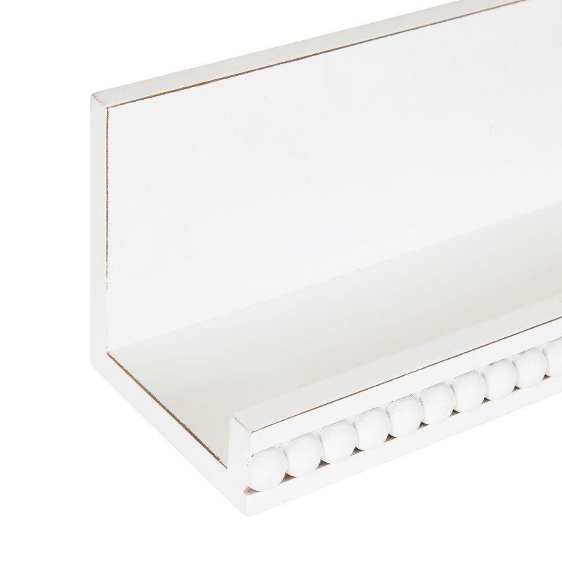 White Beaded Floating Wall Shelf, 36-Inch MDF