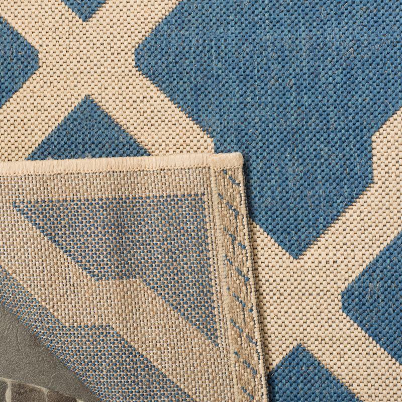 Linden 6'7" Square Blue and Creme Geometric Synthetic Rug