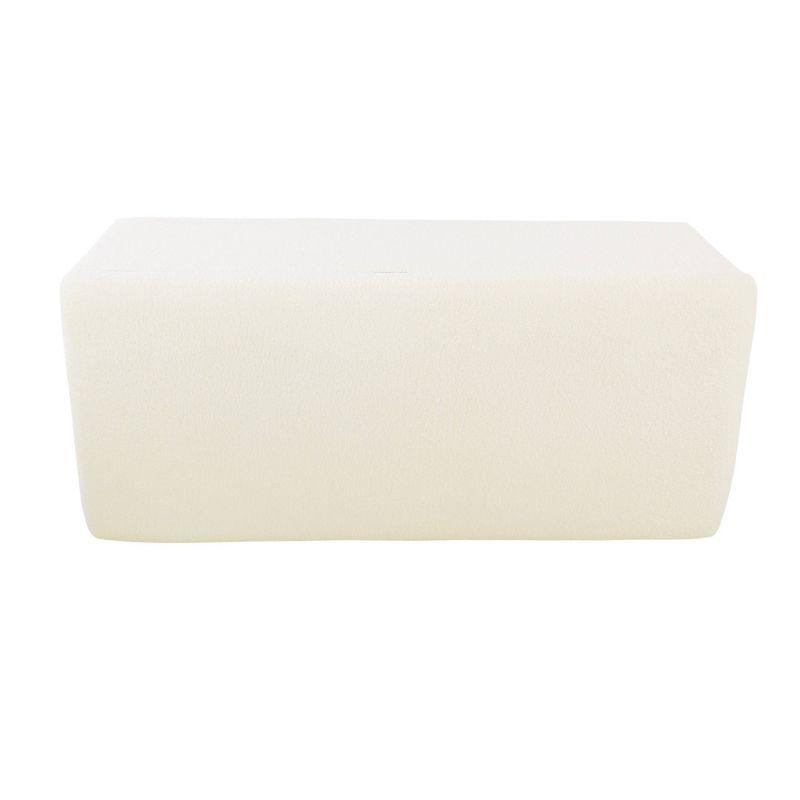 Faux Shearling Storage Bench Cream - HomePop: Ottoman with Hinged Lid, Bedroom & Living Room