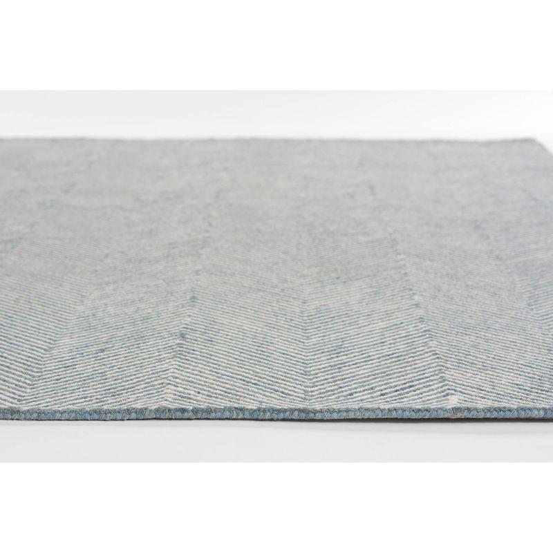 Momeni 5'x8' Charles Zig Zag Handtufted Area Rug Blue: Wool, Cotton & Latex Backing, Low Pile, Indoor Use, Rectangle Shape