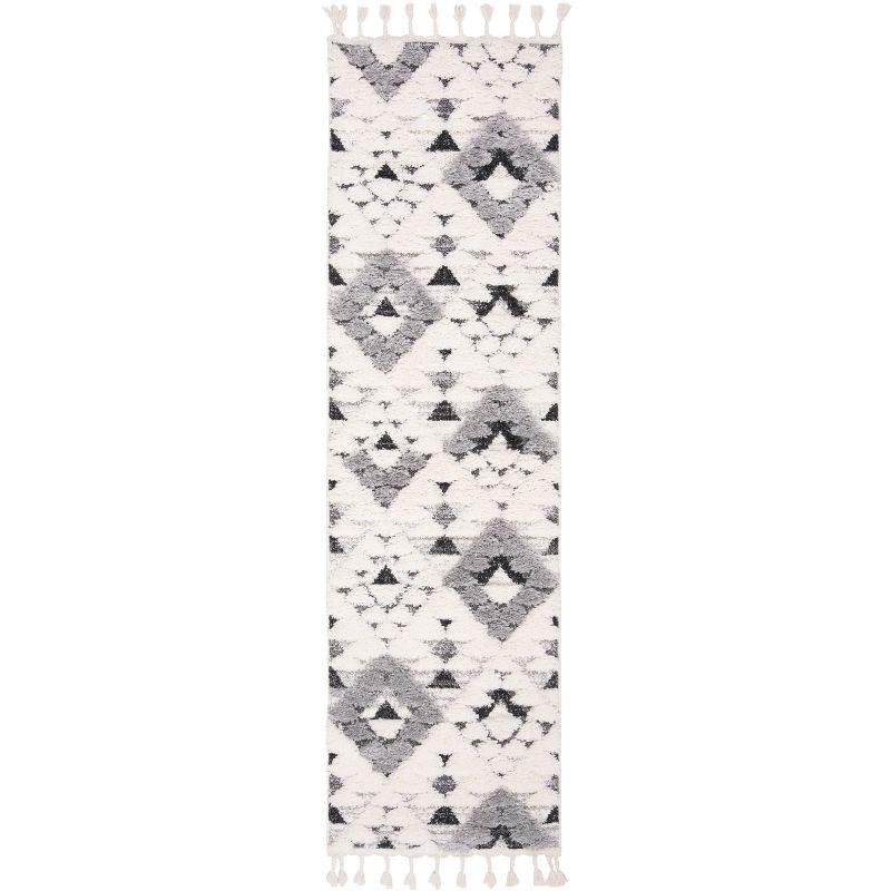 Moroccan Tassel Shag MTS688 Power Loomed Indoor Accent Rug - Ivory/Grey - 2'3"x4' - Safavieh