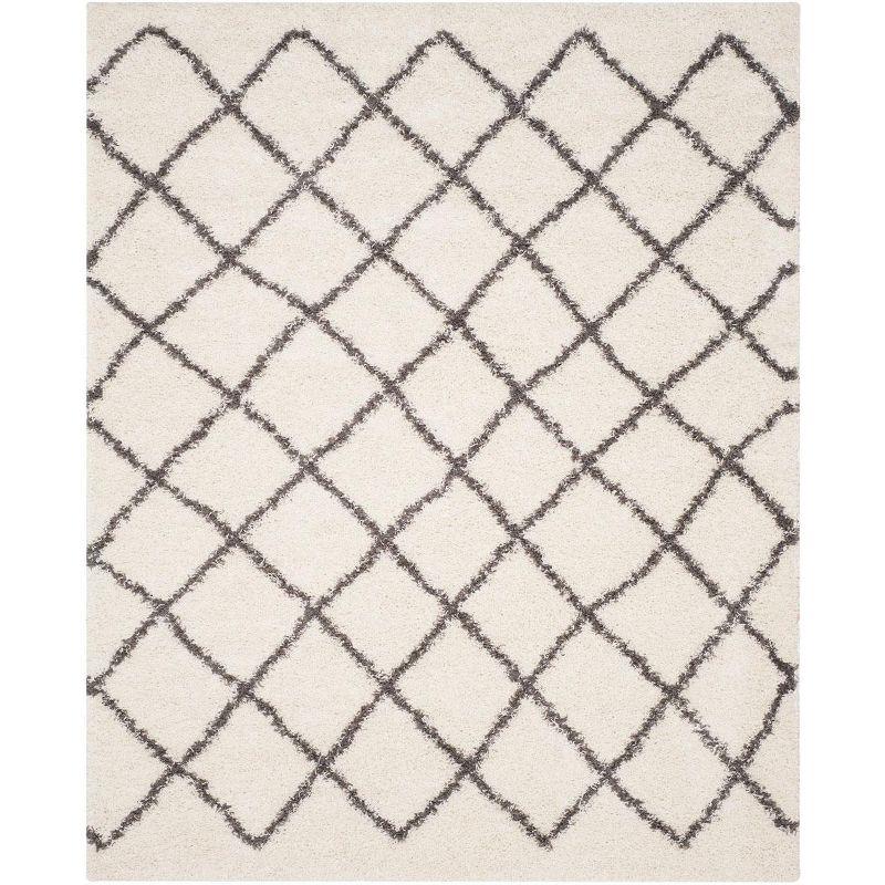 Dallas Shag SGD258 Power Loomed Indoor Area Rug - Ivory/Dark Grey - 8'6"x12' - Safavieh.