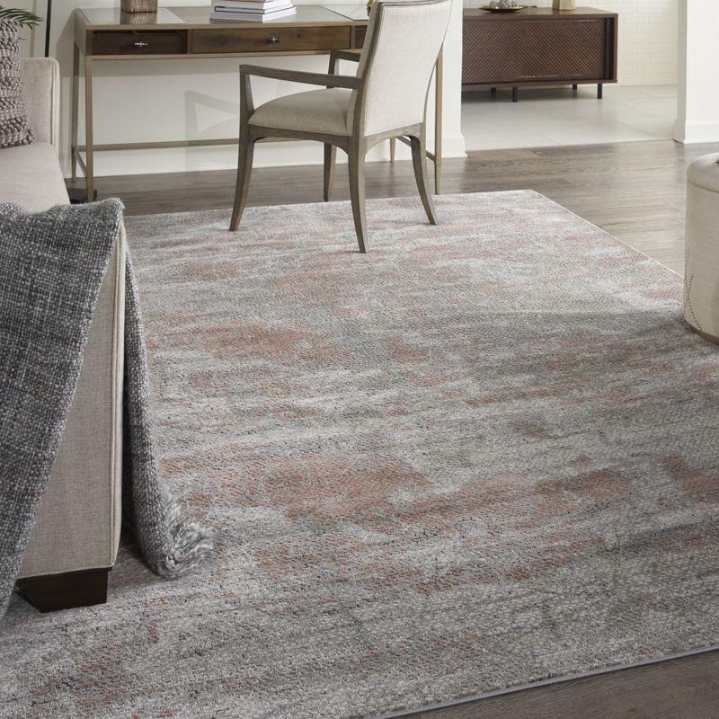 Rustic Textures Light Grey & Rust Abstract Area Rug 7'10" x 10'6"