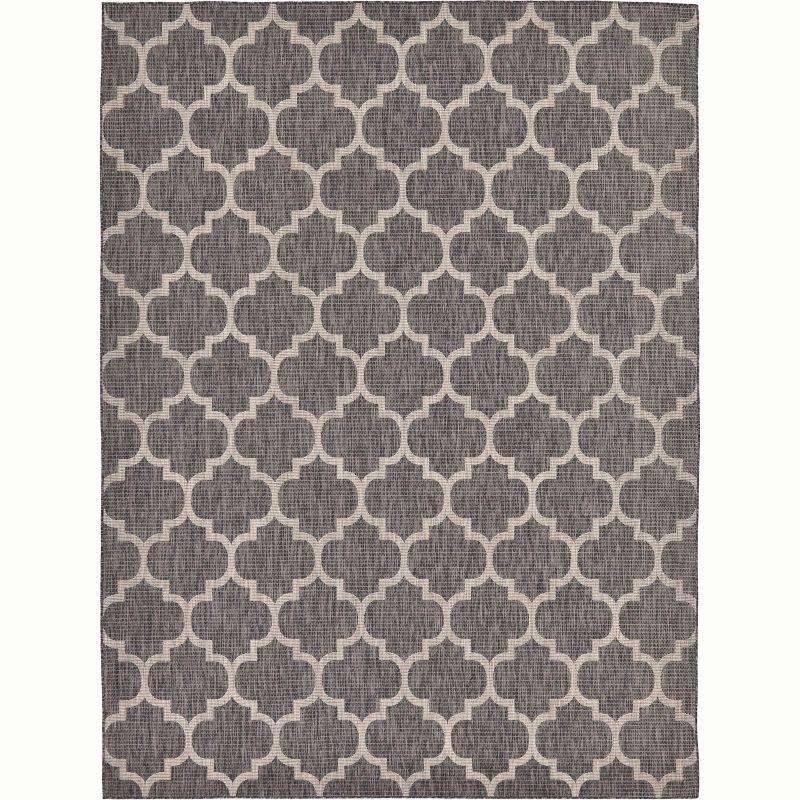 Trellis Charm Black Synthetic 9' x 12' Outdoor Area Rug