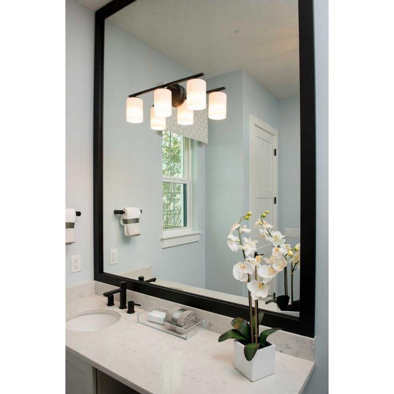 Progress Lighting Replay Collection 3-Light Bath Vanity in Textured Black, Porcelain Material, Up/Down Mounting, Shade Included