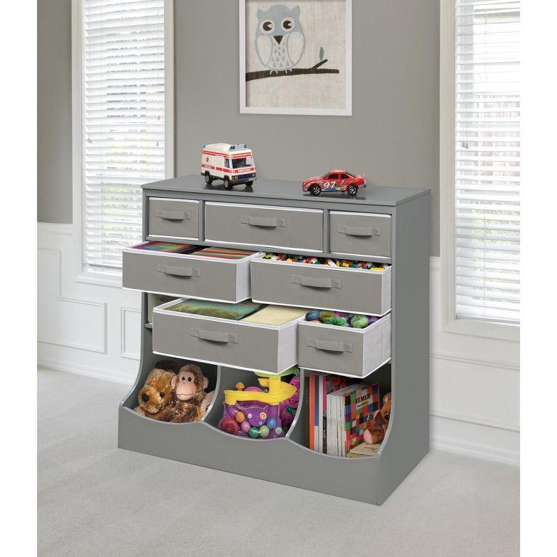 Gray MDF Kids Storage Unit with Baskets and Bins