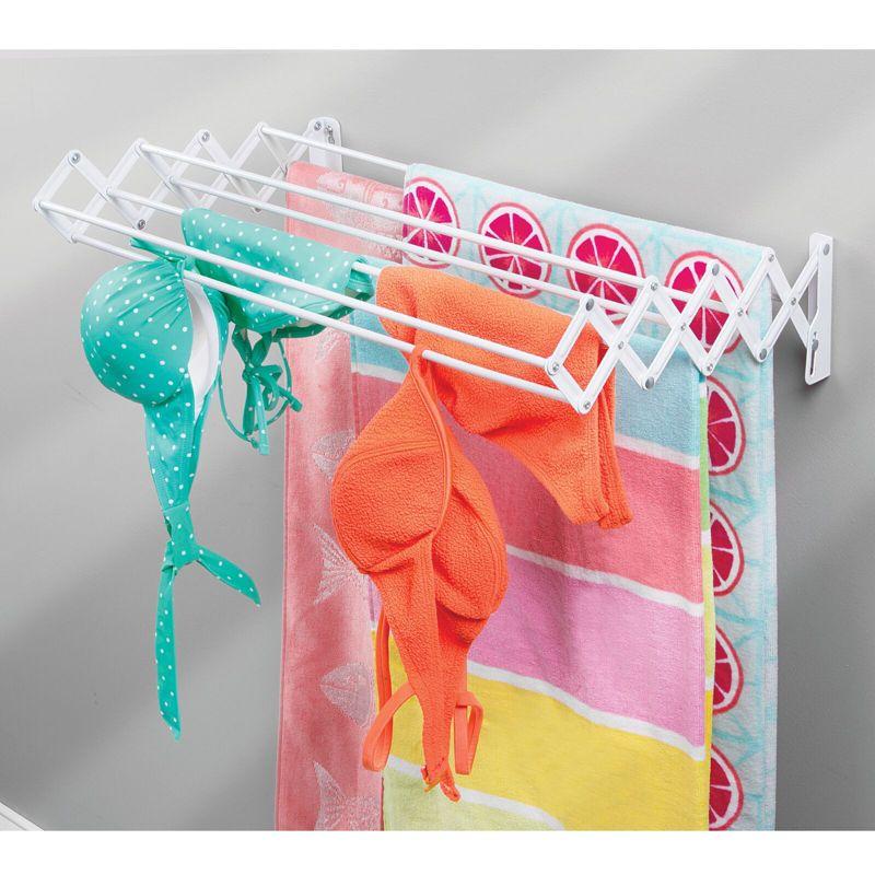 mDesign Steel Wall Mount Accordion Expandable Clothes Air Drying Rack