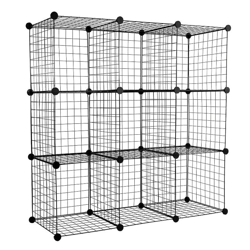 Mount-It! Wire Storage Cubes, 9-Cube Metal Grid Organizer | Modular Wire Shelving Units, DIY Closet Cabinet Organizer | 14" W x 14" H