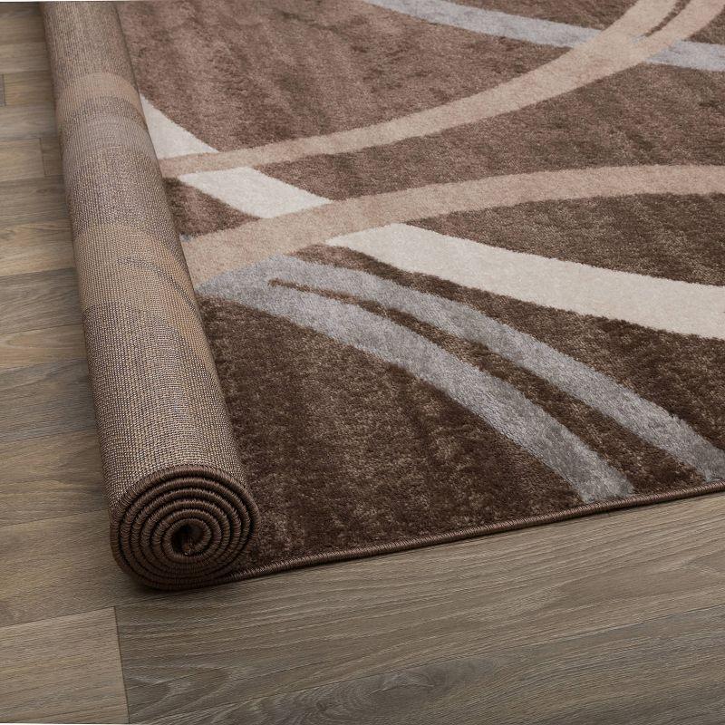 World Rug Gallery Contemporary Abstract Circles Design Brown 2' x 3' Indoor Area Rug