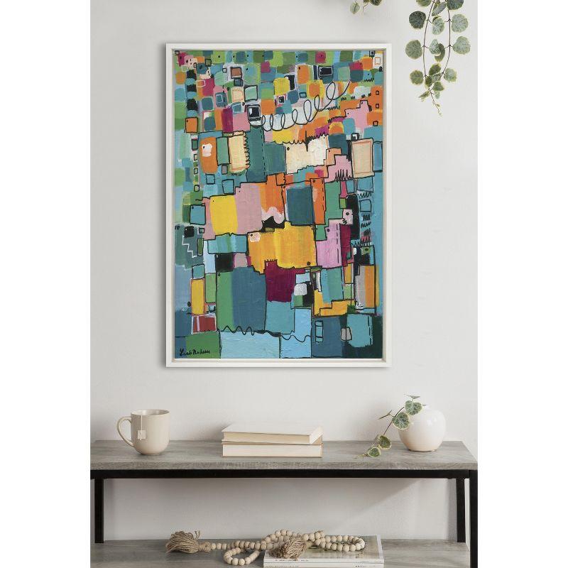 Kate and Laurel Sylvie Afternoon Delight Framed Canvas by Leah Nadeau, 23x33, White