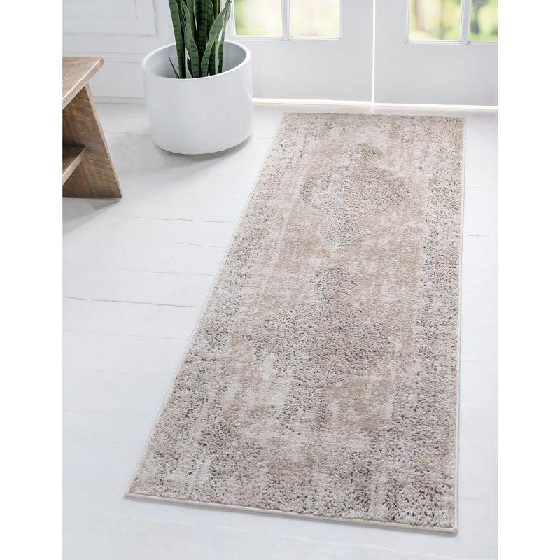 Unique Loom Portland Collection Area Rug - Woodburn (2'  x 6' 1" Runner Ivory/Beige)