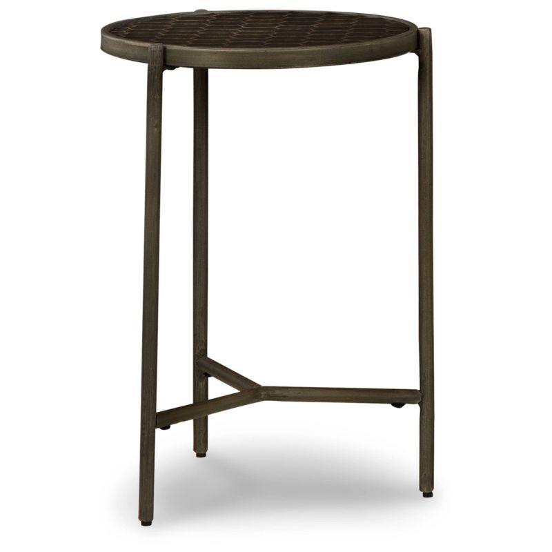 Doraley Round Brown and Gray Wood Metal End Table