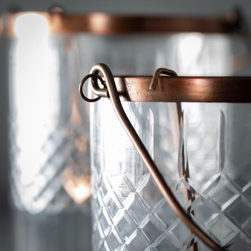 Chiseled Clear Glass Hurricane Duo with Wire Tealight Holders