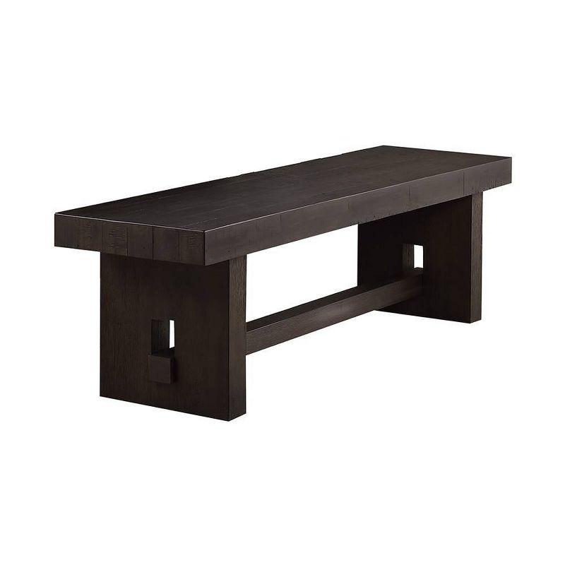 Acme Furniture Haddie Bench Distressed Walnut: Rectangular Wood Frame, Nailhead Trim, Seats 2