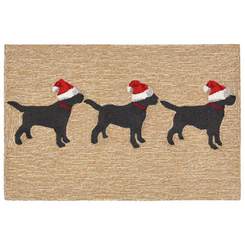 Liora Manne Frontporch 3 Dogs Christmas Indoor/Outdoor Rug Neutral 1'8" x 2'6"