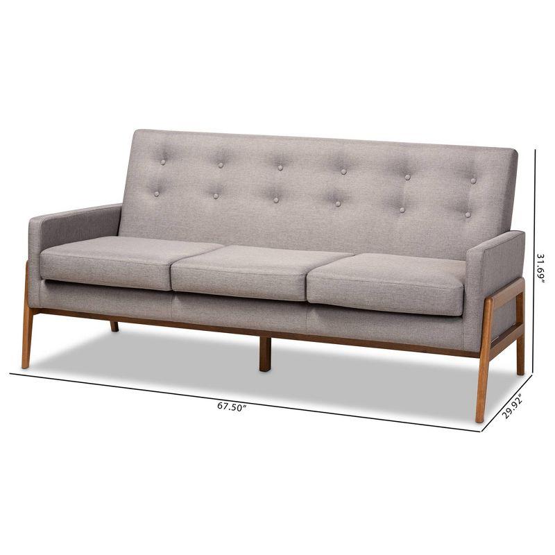 Perris Upholstered Wood Sofa Light Gray/Walnut - Baxton Studio