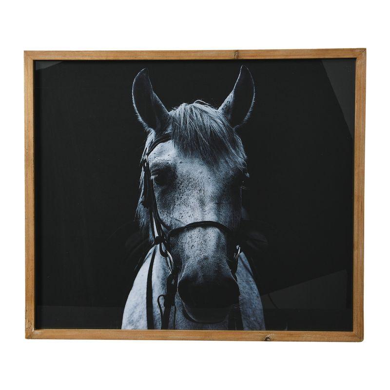 Storied Home Black and White Equestrian Print with Wood Frame and Glass Cover