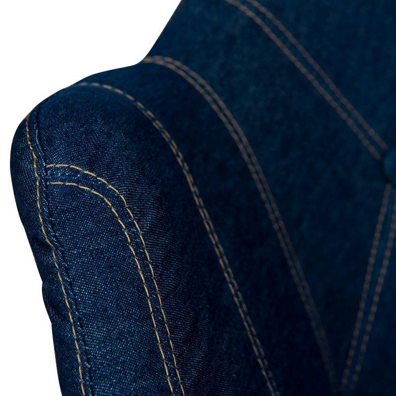 LeisureMod Milburn Modern Accent Chair for Living Rooms, Offices, Lounges – Denim Fabric, Upholstered, Mid-Century Arm Chair