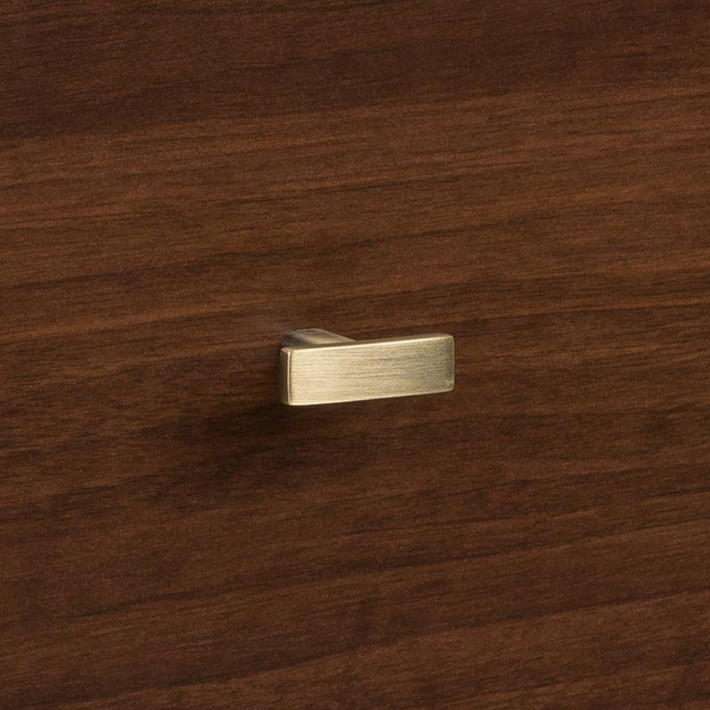 Milo Mid Century Modern 2 Drawer Nightstand Cherry - Prepac: Brushed Brass Knobs, Tapered Legs
