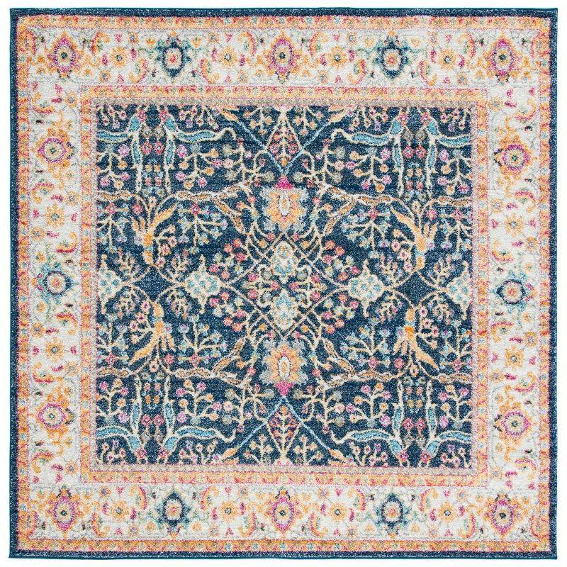 Madison MAD612 Power Loomed Indoor Area Rug - Navy/Creme - 6'7"x6'7" - Safavieh.
