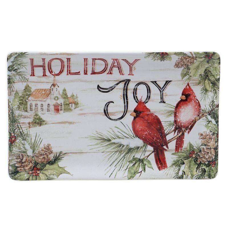 Holiday Joy Evergreen Christmas Ceramic Rectangular Platter