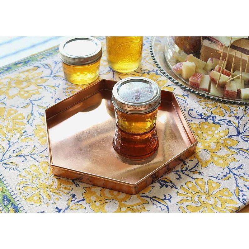 9" 3pc Decorative Hexagonal Stainless Steel Trays Copper Plated Finish - ACHLA Designs: Handmade, Rolled Edges, Indoor/Outdoor Use