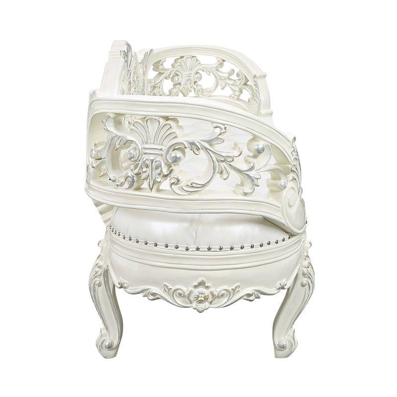 76" Adara Ottoman and Bench Antique White Finish - Acme Furniture: Rococo Style, No Assembly Required