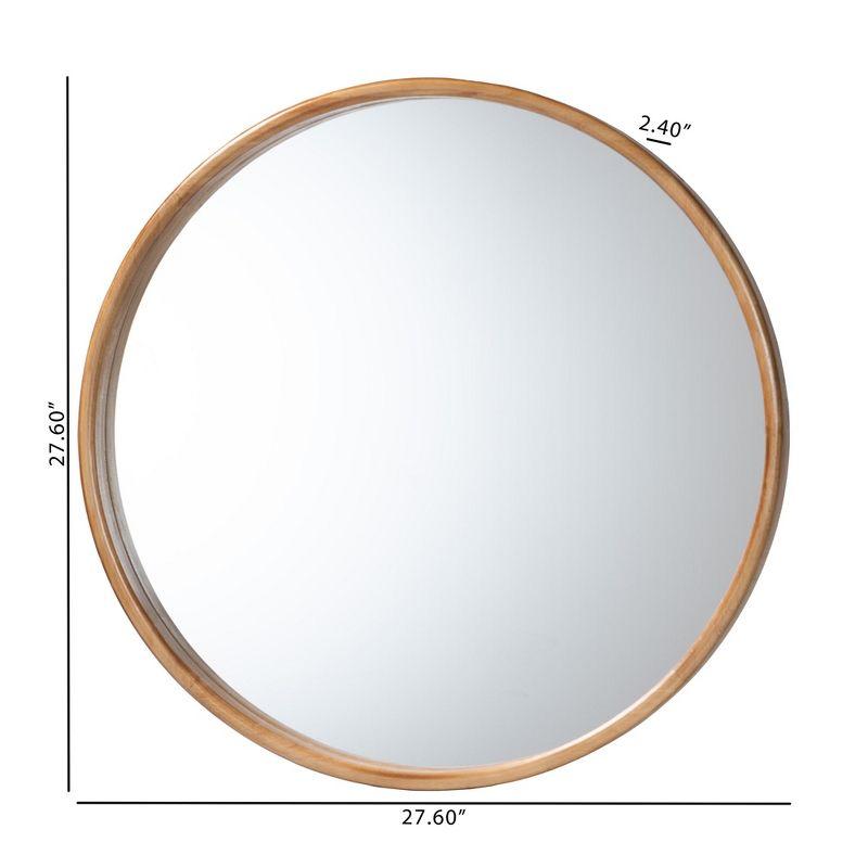 Baxton Studio Tazara Japandi Natural Round Accent Wall Mirror