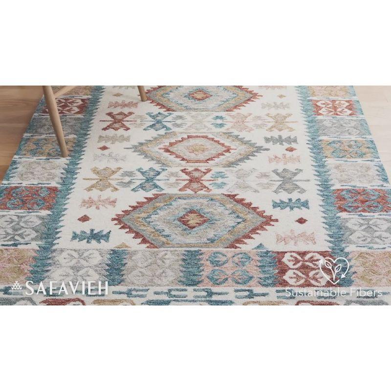 Micro-Loop MLP475 Hand Tufted Indoor Area Rug - Ivory/Blue - 8'x10' - Safavieh