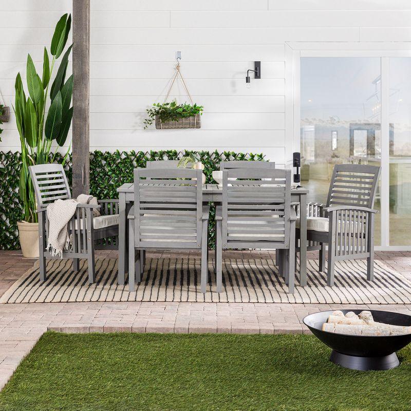 Ravenscroft 7pc Acacia Wood Patio Dining Set: Weather-Resistant, Umbrella Hole - Saracina Home