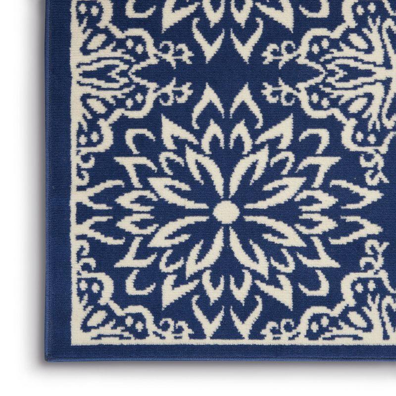 Jubilant JUB06 Ivory/Blue Area Rug Beach Transitional Floral By Nourison Navy/Ivory 4' x 6'