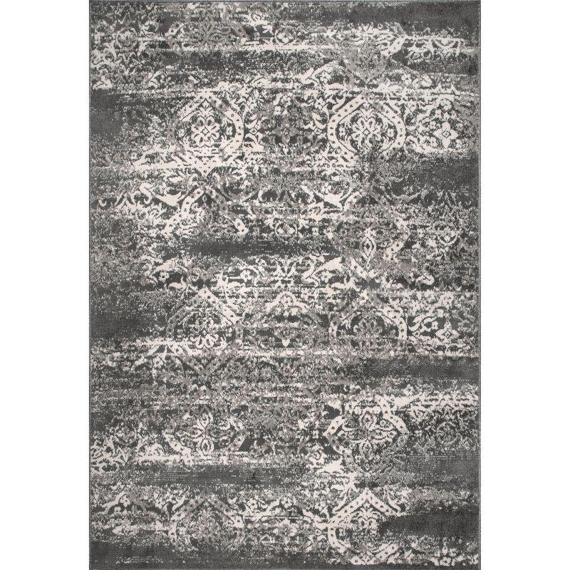 Nuloom Freja Oriental/Persian 9x12 Indoor Area Rug for Living Room Bedroom Dining Room Kitchen, Dark Grey/Ivory