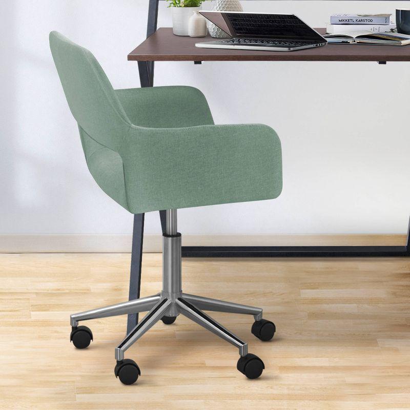 Modern Linen Style Fabric Office Swivel Chair: Ergonomic, Adjustable - Teamson Home