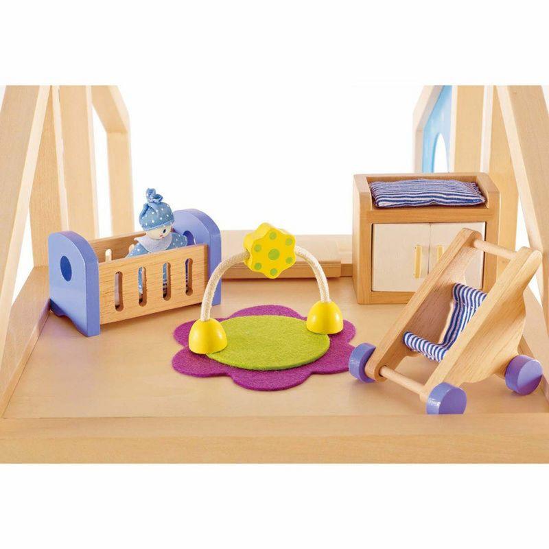 Hape Wooden Dollhouse Furniture Baby's Room Set, 1:12 Scale