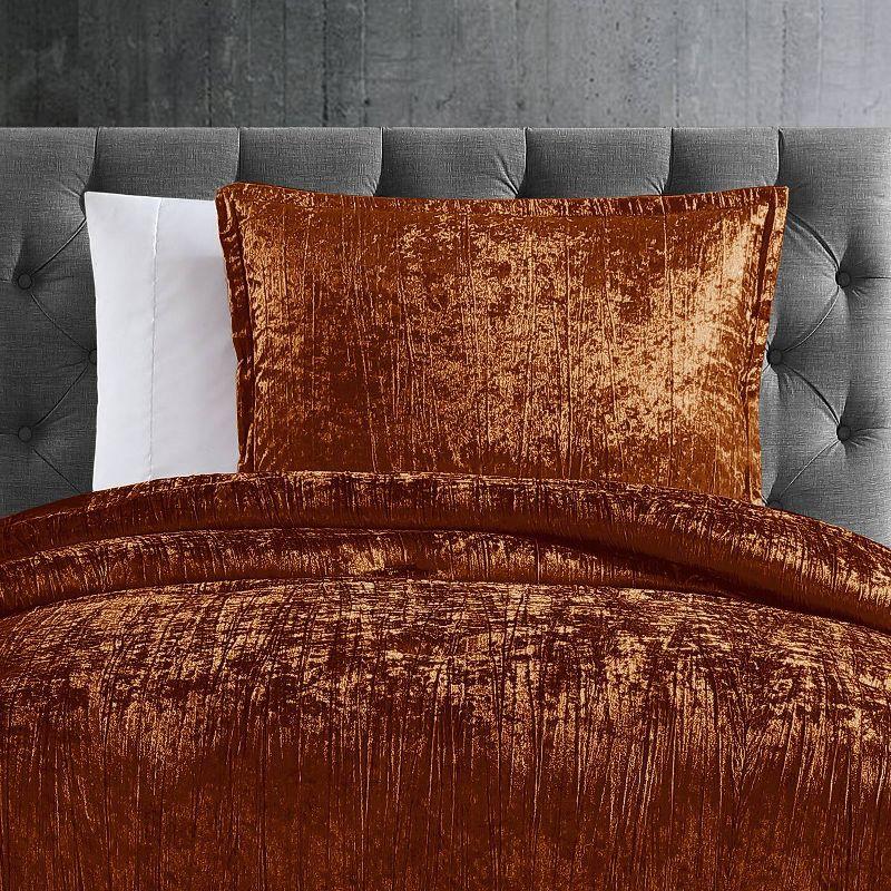 Spice Velvet Twin Comforter Set with Quilted Shams