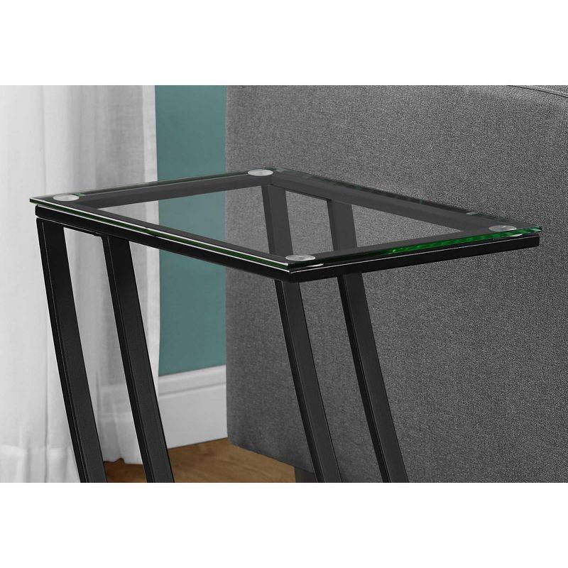 Monarch Specialties ACCENT TABLE - BLACK METAL WITH TEMPERED GLASS