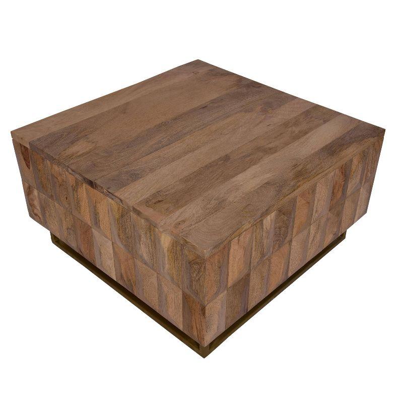 The Urban Port 33" Lift Top Storage Trunk Coffee Table Square Mango Wood Natural Brown