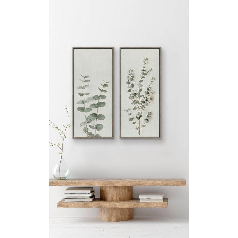 18" x 40" Sylvie Eucalyptus Botanical II by The Creative Bunch Studio Framed Wall Canvas Gray - Kate & Laurel All Things Decor