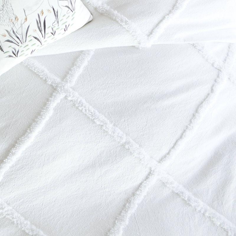 White Cotton Chenille Lattice Queen Duvet Cover